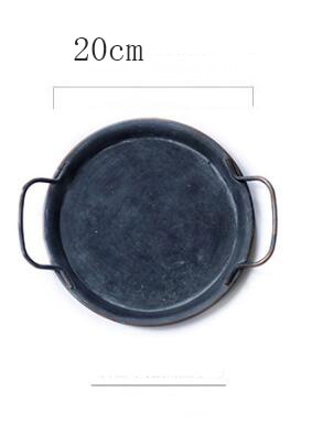 Retro Metal Plate With Handles Handcrafted Round Wrought Vintage Storage Bread Tray