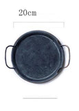 Retro Metal Plate With Handles Handcrafted Round Wrought Vintage Storage Bread Tray