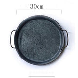 Retro Metal Plate With Handles Handcrafted Round Wrought Vintage Storage Bread Tray