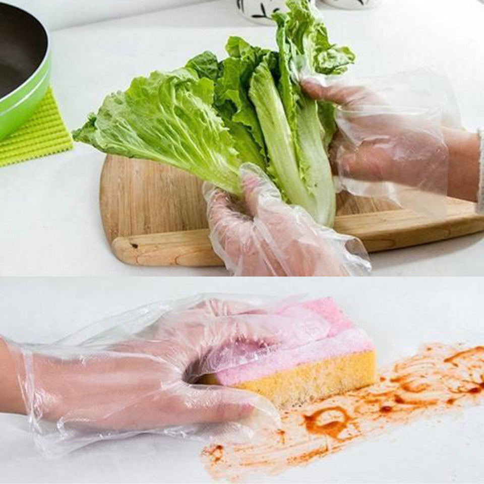 100pcs Disposable Gloves PE Garden BBQ Plastic Gloves